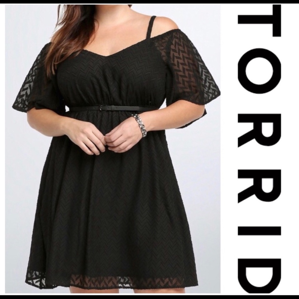 Torrid Cold Shoulder Chevron skater dress